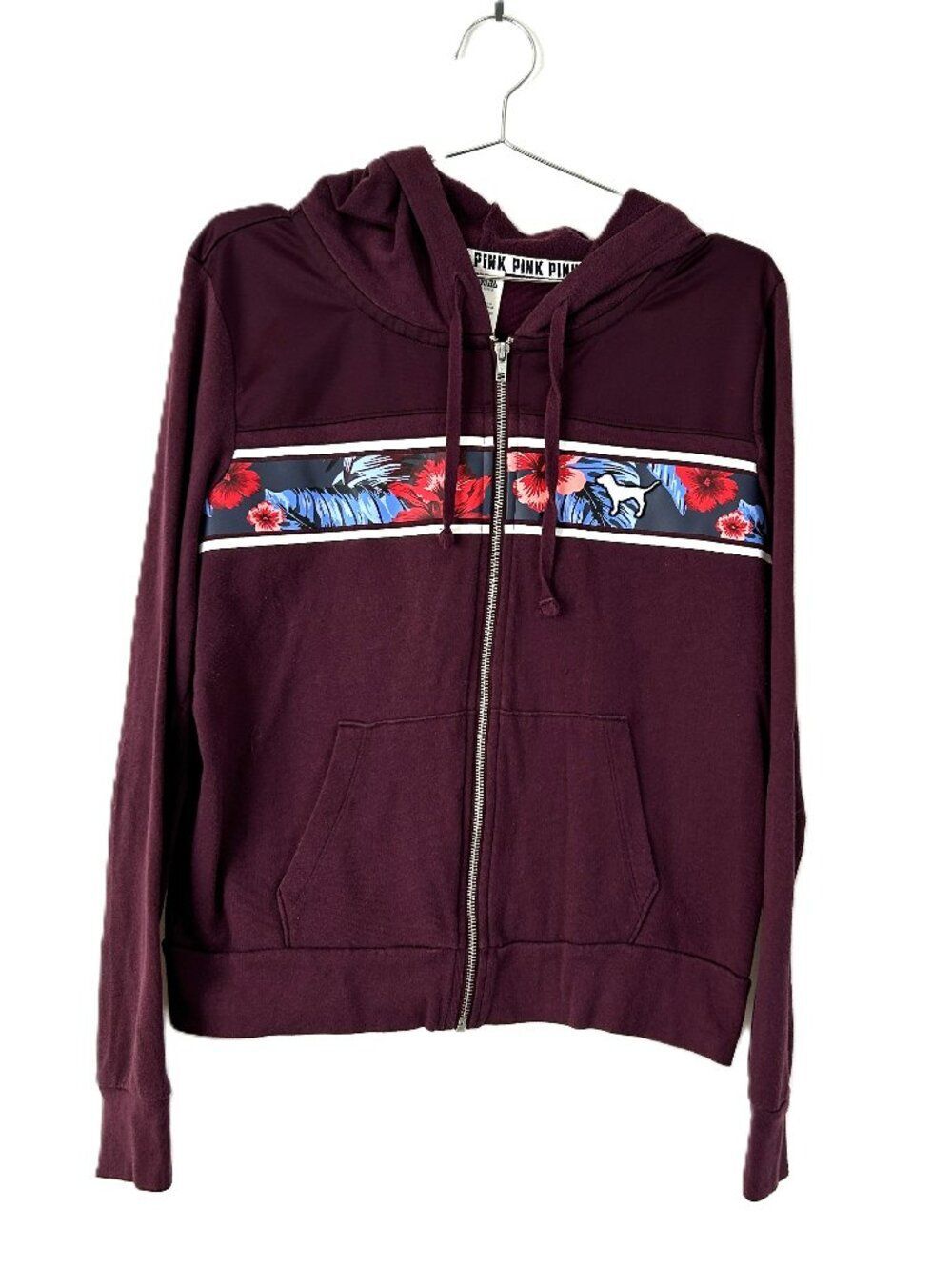0399 PINK Victoria's Secret Hawaiian Full Zip Hoodie Burgundy L